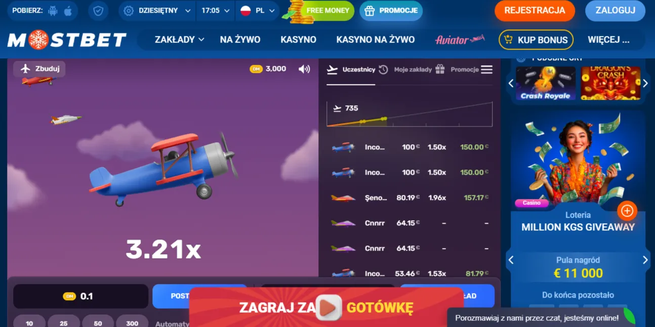 Gra „Aviator” na stronie MostBet