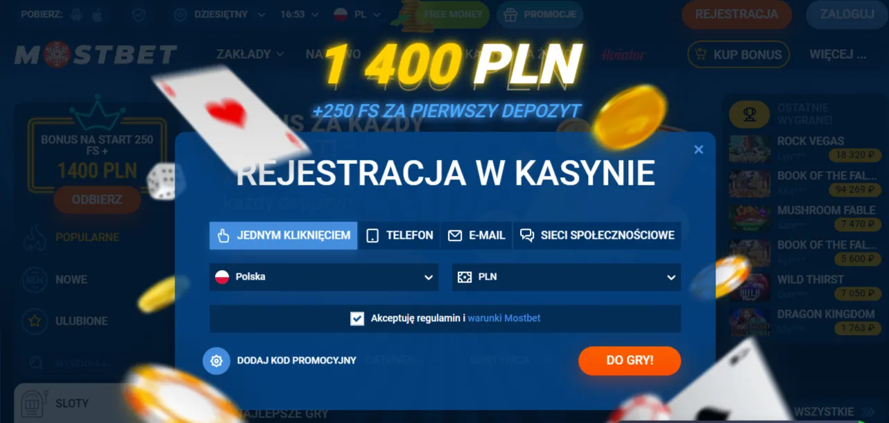 Rejestracja u bukmachera MostBet