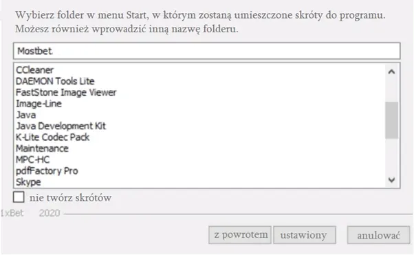 Wersja PC programu Mostbet
