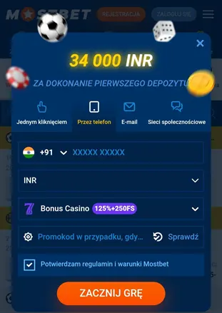Zarejestruj się w Mostbet