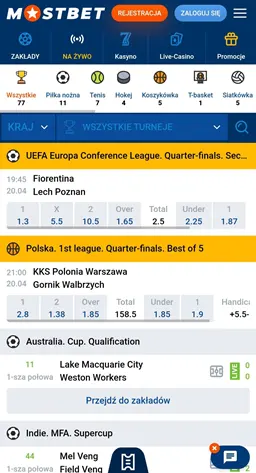 Obstawianie zakładów sportowych u bukmachera MostBet