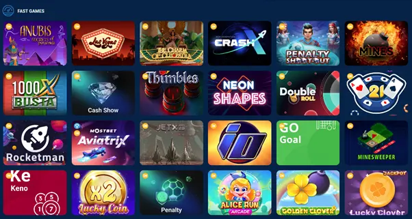 Fast games w Mostbet