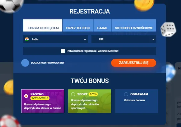Zarejestruj się w Mostbet