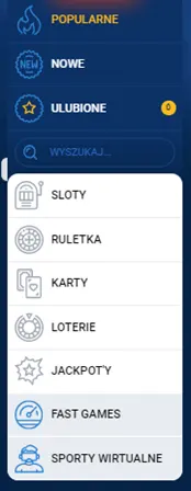 Menu kasyna Mostbet